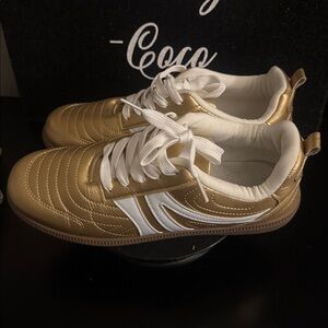 Gold and White Sneakers